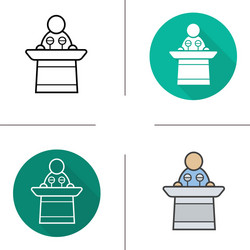 speaker flat design linear and color icon set vector image