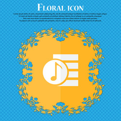 Audio mp3 file icon sign floral flat design vector