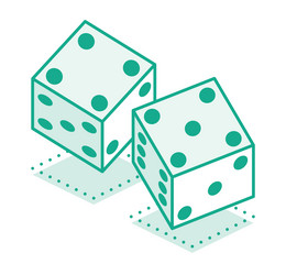 dice game outline objects two dices cubes icon vector image