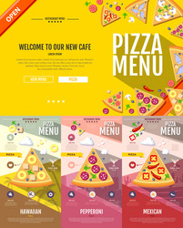 Flat style pizza menu concept web site design vector