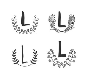 hand drawn set monogram objects for design use vector image