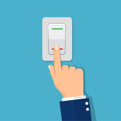 man hand push button switch vector