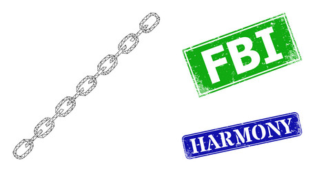 scratched fbi badges and triangular mesh chain vector image