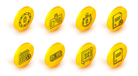 set line file document safe stacks paper money vector image