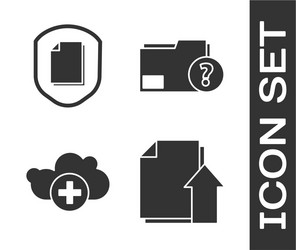 set upload file document protection vector image