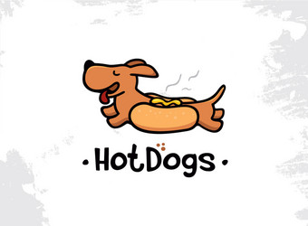 Hot Dog Logo - Retro Style Vector Image