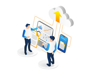 isometric data analytics cloud computing vector