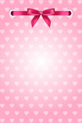 pink background with hearts and ribbon vector