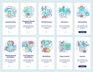 coping with ptsd onboarding mobile app screen set vector image