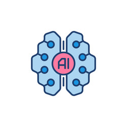 digital ai brain colored icon artificial vector image