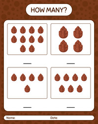 how many counting game with pine cone worksheet vector image