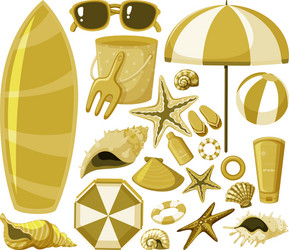 Isolated set yellow objects vector