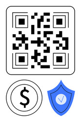 QR Code with Dollar & Shield vector image