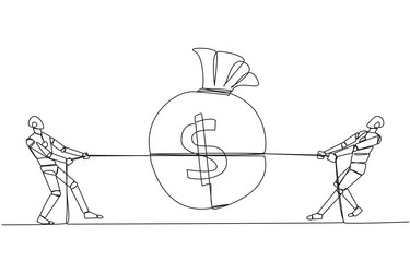 single continuous line drawing two robots vector image