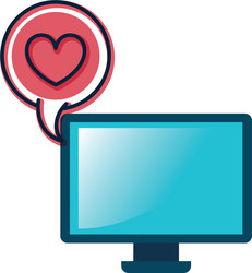 computer screen with objects isolated icon vector image