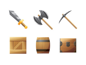 game ui assets set gaming user interface icons vector image