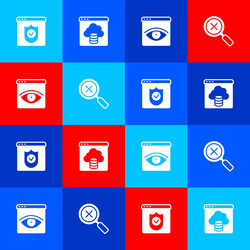 set browser with shield cloud technology data vector image