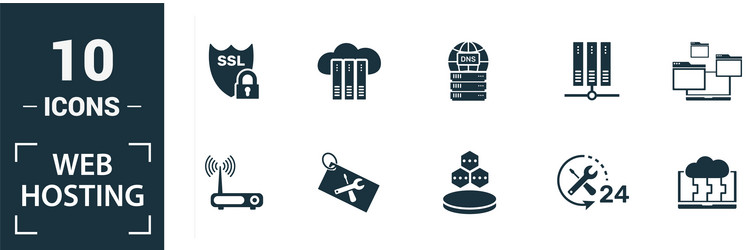 Web hosting icon set include creative elements vector