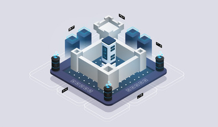 concept of data network management isometric map vector image