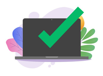 confirm notice message check mark on computer vector image