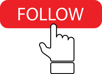 Follow button with click-hand banner for web vector