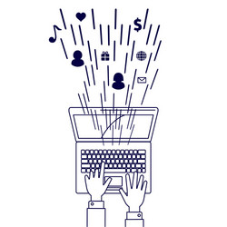 computer network line style vector image