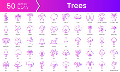 set of trees icons gradient style icon bundle vector image