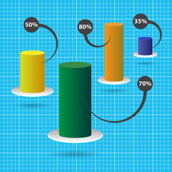 Color column chart with text and background grid vector