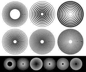 concentric circle elements set of 6 variation vector image