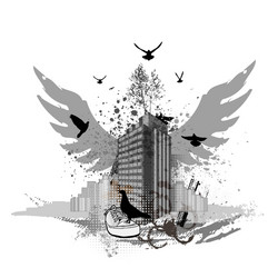 Urban Grunge Cityscape Background Royalty Free Vector Image