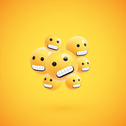 Group high detailed yellow emoticons vector