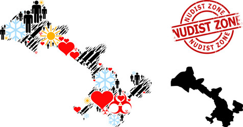 grunge nudist zone stamp and spring demographics Vector Image