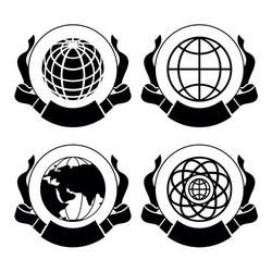 set of emblems globes vector