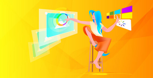 developer or graphic designer creating website ui vector image
