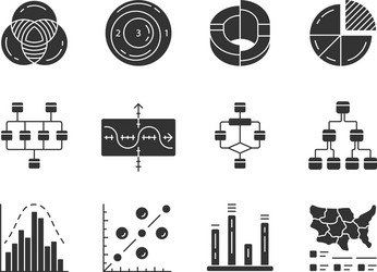 Diagram concepts glyph icons set statistics data vector