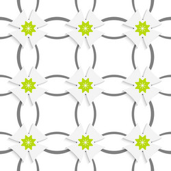 Gray ornament net green flowers and white crosses vector