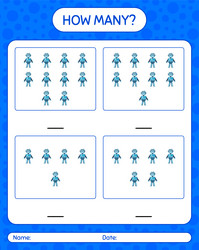 how many counting game with robot toy worksheet vector image