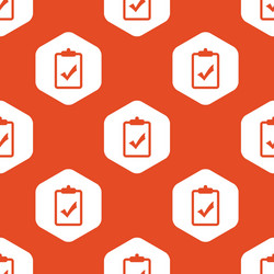 orange hexagon clipboard yes pattern vector image