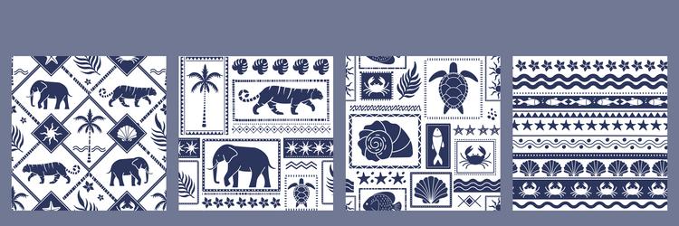 set of tropical seamless patterns retro repeating vector image