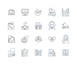 sole proprietor line icons collection ownership vector