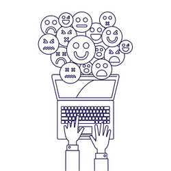 computer network line style vector image