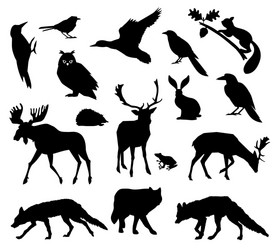 Forest Animal Silhouettes Vector Image