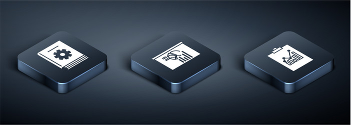 set isometric user manual clipboard with graph vector image