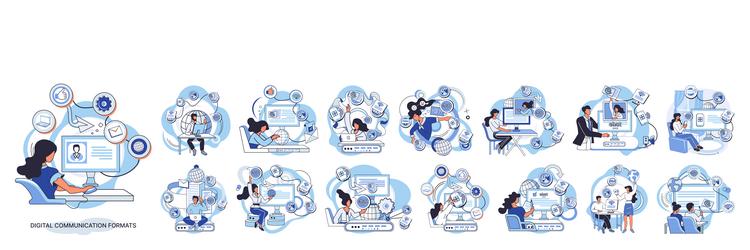 Digital communication formats metaphor content vector