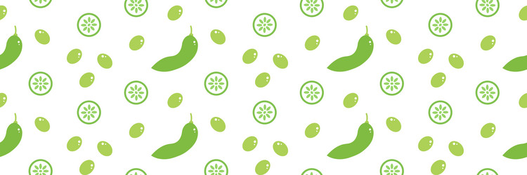 edamame beans and cucumber slices pattern vector