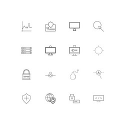 internet security linear thin icons set outlined vector image