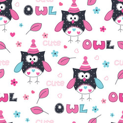 Cute owls seamless background Royalty Free Vector Image