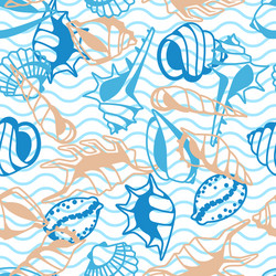 Seamless pattern with seashells vector