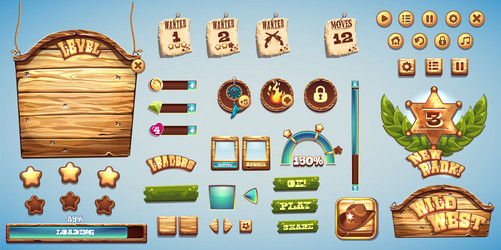 set buttons boosters and other of computer game vector image