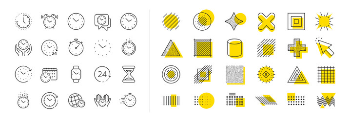 time and clock line icons timer alarm vector image